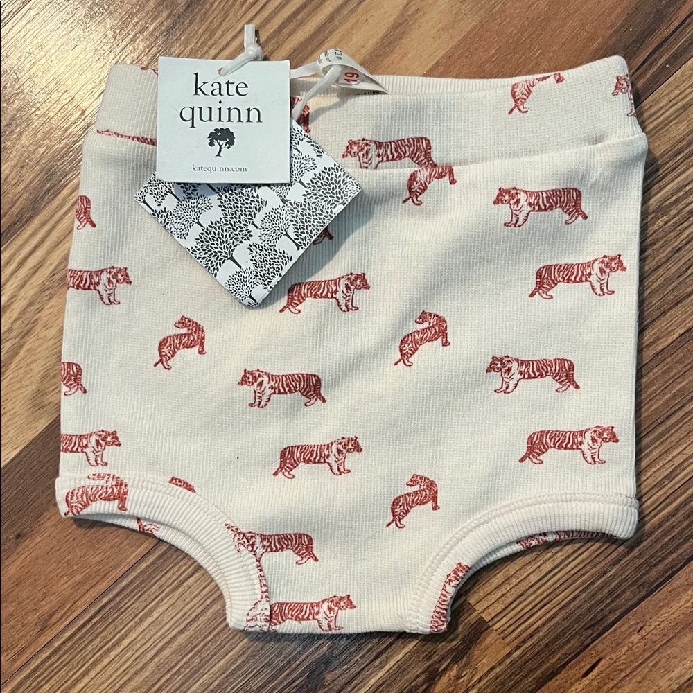 Kate Quinn Baby Bloomers with Red Tiger Print on Cream